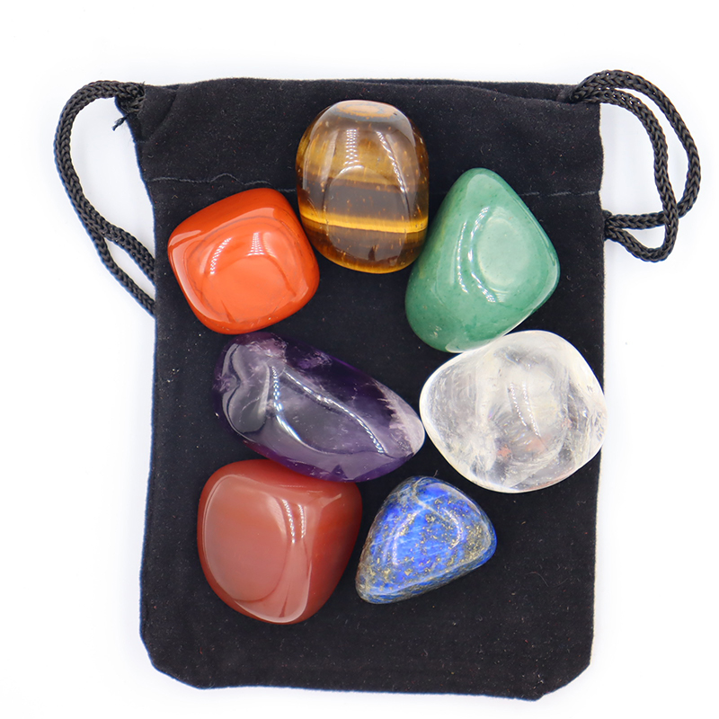 Healing Crystal Set - หินคริสตัลขัดโยคะธรรมชาติ7ชิ้น/เซ็ตหินโมราหินบำบัดหินเรกิสำหรับตกแต่งบ้านหินยอดนิยม