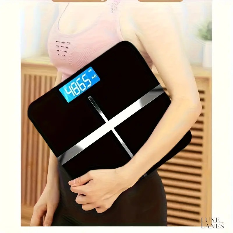 Digital Body Weight Scale - เครื่องชั่งน้ำหนักดิจิตอล ความจุ 396 ปอนด์ กระจกนิรภัยป้องกันการระเบิดแบบหนา เซ็นเซอร์สี่จุด