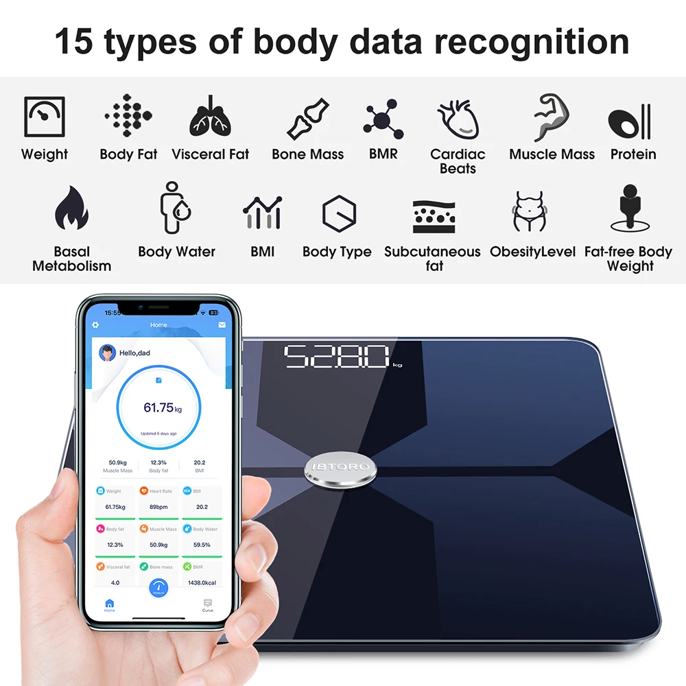เครื่องชั่งไขมันในร่างกาย Wifi - Digital Body Weight Scale บทวิจารณ์และราคา